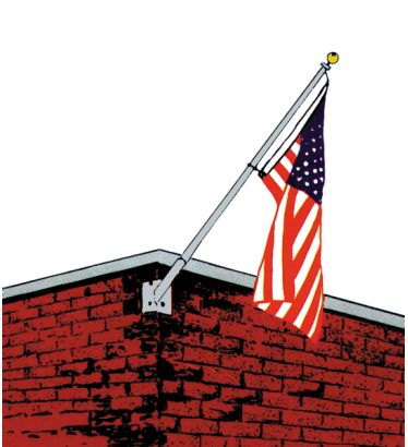 6' Streaming Single Corner Mount Flagpole Set